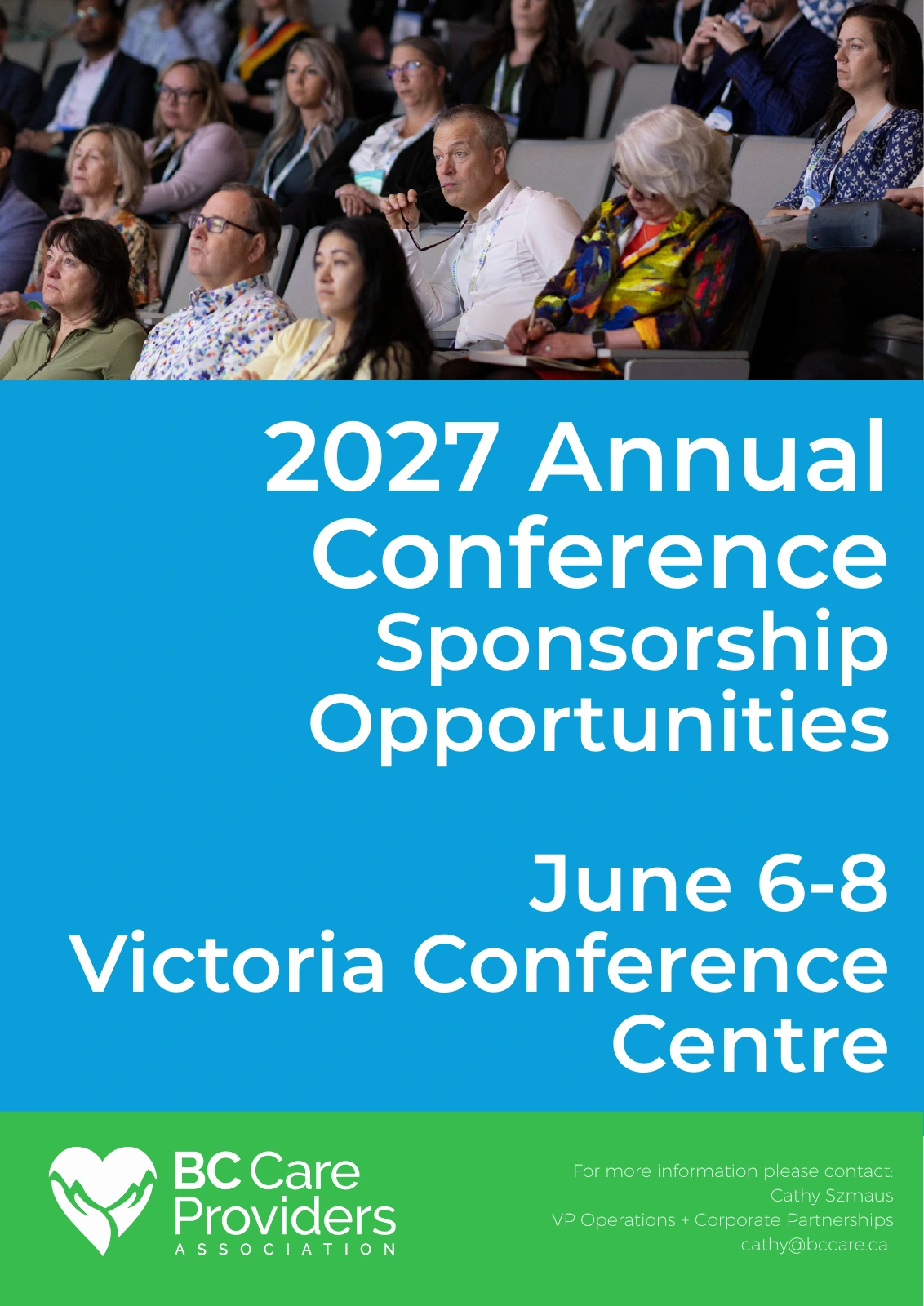 BCCPA 2027 Annual Conference sponsorship brochure cover: June 6 to 8, Victoria Conference Centre
