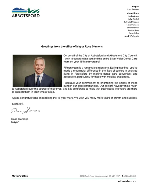 Greetings from Mayor Ross Siemens